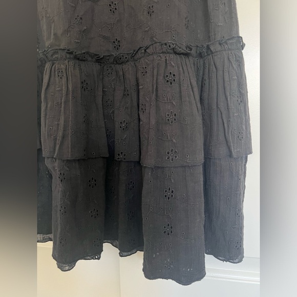 NEW Playa Lucila Black Eyelet Ruffle Tiered Mini Dress Cover-Up Boho Beachy S - Picture 8 of 13